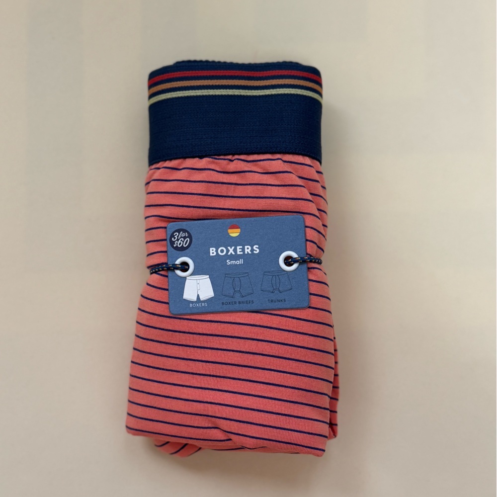 BOXER button Coral w/blue stripes by Marine Layer # 27